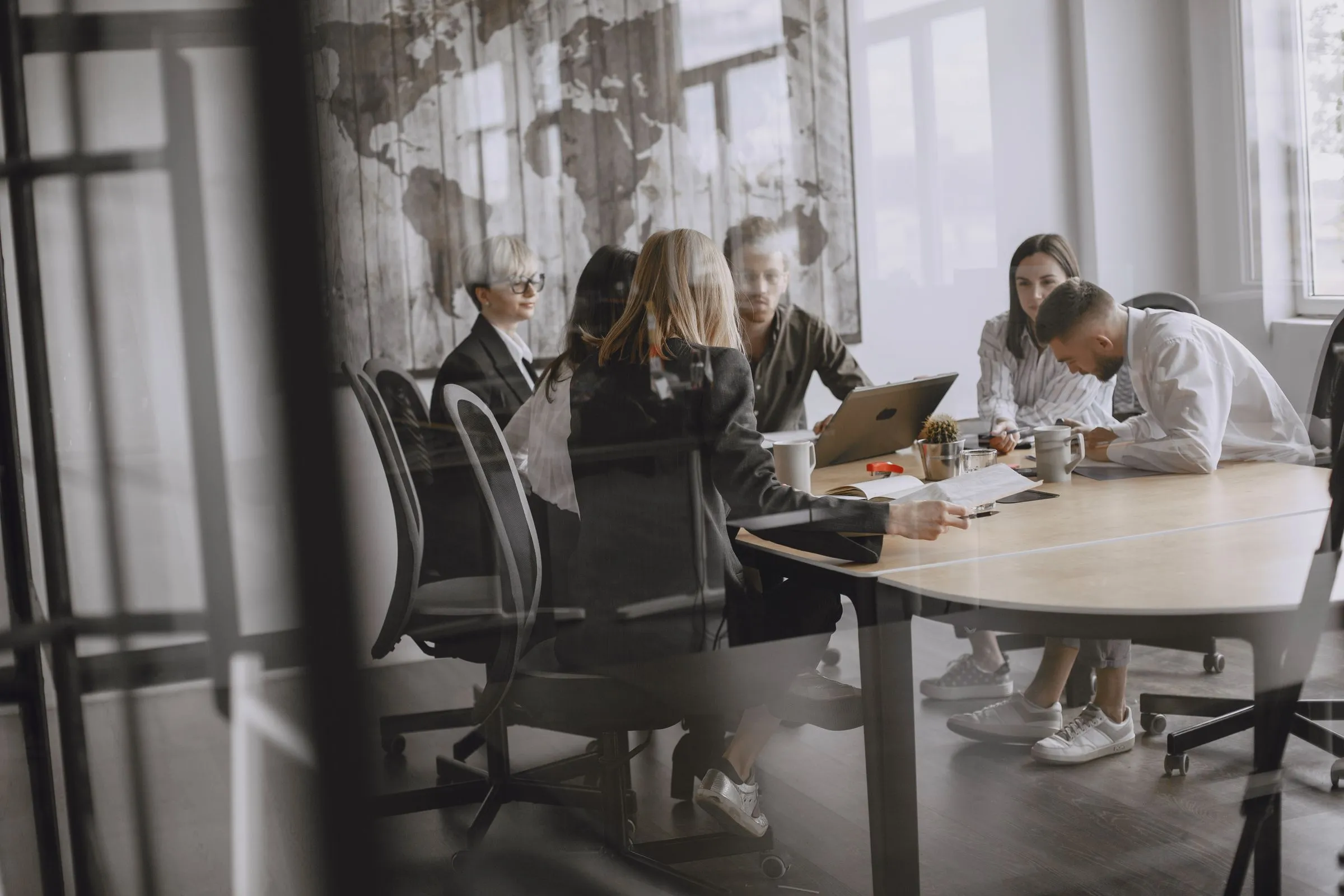A team meeting around a work table